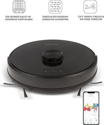 Homend Alex Laser 1282h Moplu Ve Haritalamalı Akıllı Robot Süpürge Siyah