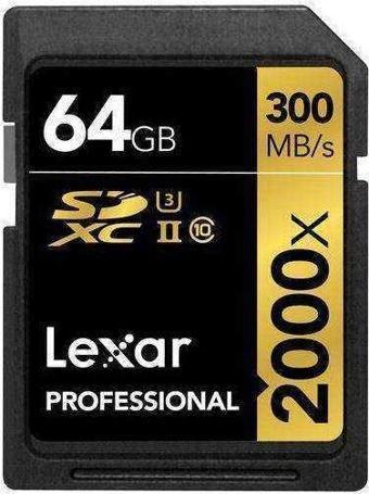 Lexar 64GB 2000X 300mb/sn UHS-II SDXC Hafıza Kartı