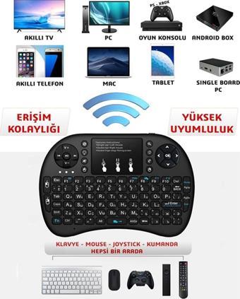 Technow Işıklı Kablosuz Mouse Özellikli Mini Türkçe Tv Uyumlu  Klavye