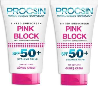 Procsin Pink Block Aydılantıcı Spf50+ 2X50Ml Güneş Kremi