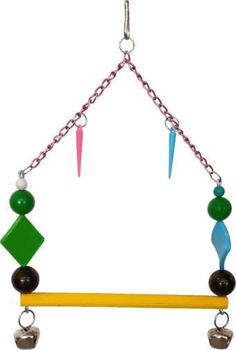 Renkli Boncuklu Zilli Zincirli Papağan Salıncağı 15-17.5 cm Renkli