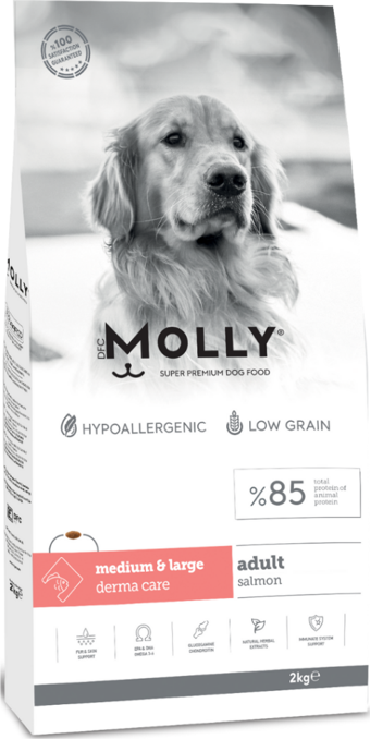 Molly Medium Adult Derma Care Somonlu Orta ve Büyük Irk Yetişkin Köpek Maması 2 Kg