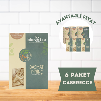 Biorootzo Artizan Bronz Kalıp  Glütensiz Vegan Basmati Pirinç Casarecce 6 Paket x 200 g Avantajlı Paket