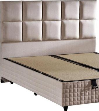 Star Baza ve Başlık Seti 150x200 cm Çift Kişilik Krem Keten Kumaşlı Lüks Baza ve Başlık Takımı