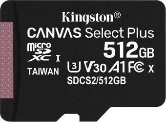 Kingston 512GB microSDXC Canvas Select Plus 100R A1 C10 Card + Adapter SDCS2/512GB