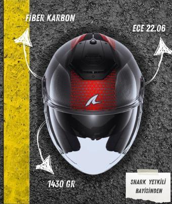 Shark RS Jet Carbon İkonik Kırmızı Yarım Kask