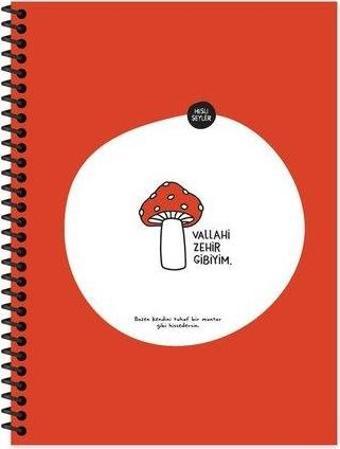 Hisli Şeyler 18,5x25 80 Yaprak Kareli Spiralli Karton Kapak Hafif Kağıt Stickerli Defter- Zehir Gibi