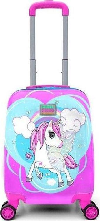 Coral High  Mini Beyaz Pembe Unicorn Desenli Çocuk Valizi 16712
