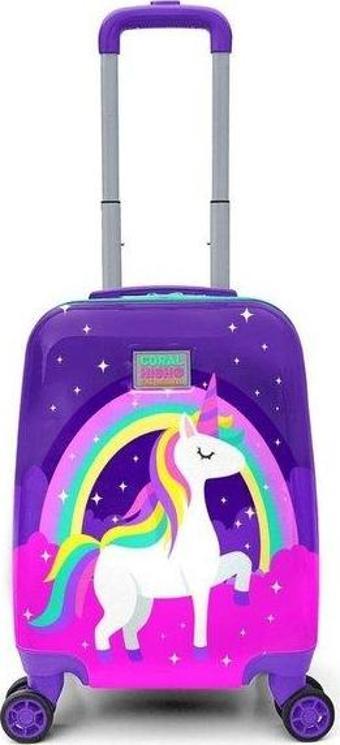Coral High  Mini Mor Pembe Unicorn Desenli Çocuk Valizi 16729