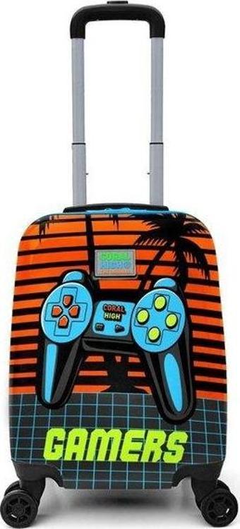 Coral High  Mini Turuncu Gamer Desenli Çocuk Valizi 16737