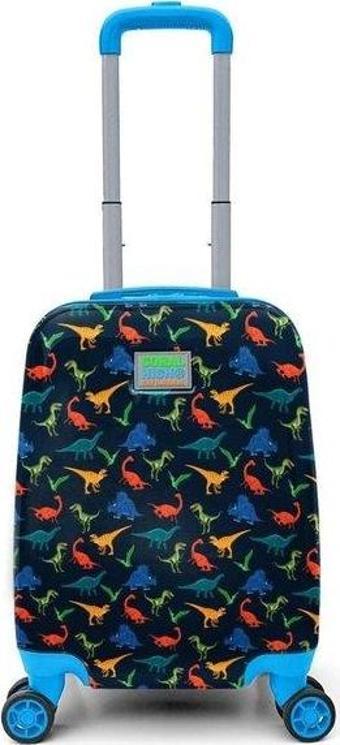Coral High  Mini Lacivert Mavi Dinozor Desenli Çocuk Valizi 16748