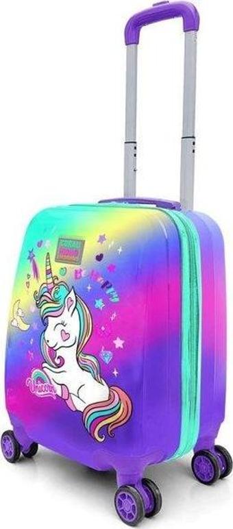 Coral High  Mini Mavi Pembe Unicorn Desenli Çocuk Valizi 16701
