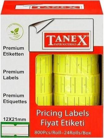 Tanex MOTEX ETIKET 12X21 FLORASAN SARI 800 LÜ - (24 Adet)