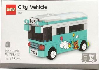 Pasifik Toys Lego Benzeri Mini Bloklar - City Araçları Serisi - Otobüs - 98 Parça