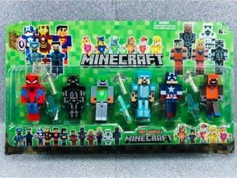 U-Toys Mine Craft 6'Lı Figür Oyuncak Örümcek Adamlı Lego Set