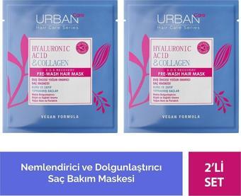 URBAN Care Hyaluronik Asit&Kolajen Sağlıklı Uzamaya Yardımcı Duş Öncesi Saç Maskesi 50 ML X 2-Vegan