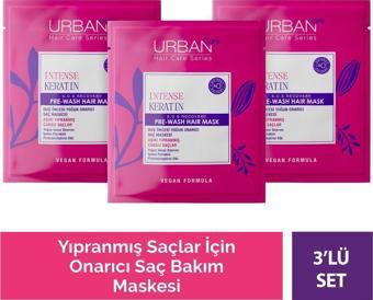 Urban Care Intense Keratin Aşırı Yıpranmış Saçlara Özel Duş Öncesi Saç Bakım Maskesi 3X50 ML-Vegan