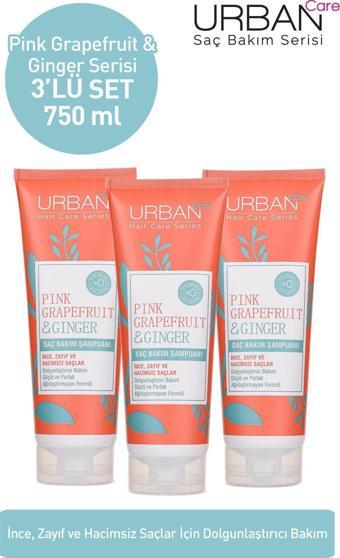 Urban Care Pink Grapefruit&Ginger İnce Telli Saçlar İçin Dolgunlaştırıcı Şampuan 3X250 ML-Vegan