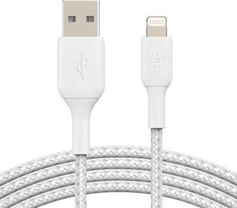 Belkin Örgülü Apple Lightning Hızlı Şarj ve Data Kablosu Beyaz 1 Metre CAA002BT1MWH