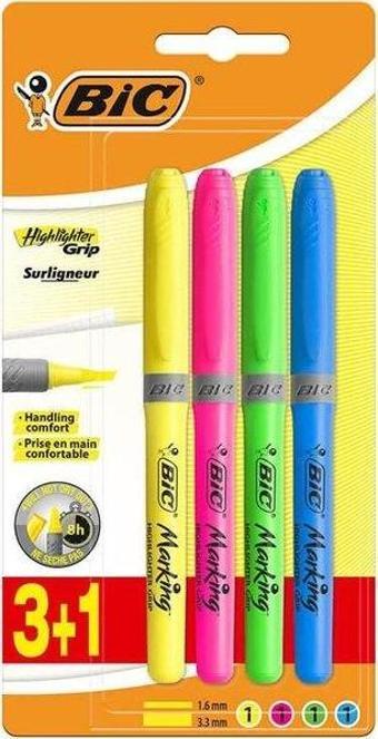 Bic Grip Parlak Renkler 4'lü Fosforlu Kalem