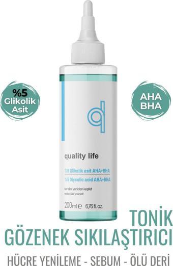 Quality Life %5 Glikolik Asit Tonik - Aha Bha Tonik - Gözenek ve Ölü Deri Temizleyici - Gözenek Sıkılaştırıcı