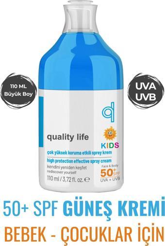 Quality Life Bebek Güneş Kremi - Çocuklar İçin Güneş Koruyucu Kremi - 50+ Spf 110 ML - Çok Yüksek Koruma UVA UVB