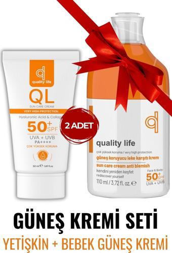 Quality Life Ql 110 ml Ve 50 ml Yüz Ve Vücut Güneş Kremi Seti - Leke Karşıtı Hyaluronik Asit Ve Collagen