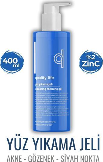 Quality Life Yüz Temizleme Jeli 400 ML Yağlı Karma Ciltler İçin Sivilce Ve Akne Karşıtı Siyah Nokta Yıkama Jeli