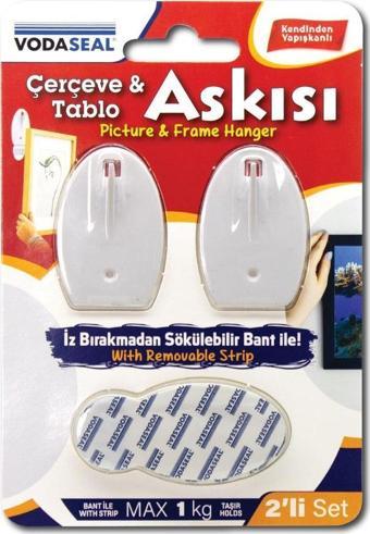 VodaSeal İz Bırakmadan Sökülebilir Bantlı Tablo ve Çerçeve Askısı - İkili Paket