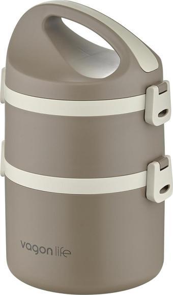 Vagonlife 1800 ML İki Kat Yuvarlak Paslanmaz Çelik Bento Lunch Box Yeni Nesil Sefer Tası-FFLBOX40130