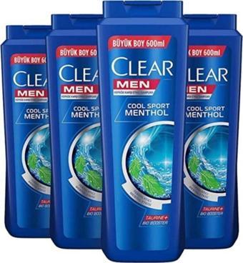 Clear Men Kepeğe Karşı Etkili Şampuan Cool Sport Menthol 600 Ml X 4