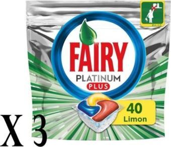 Fairy Platinum Plus Limon Kokulu Bulaşık Makinesi Deterjanı 3 X 40 Tablet