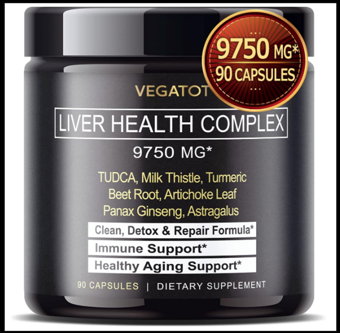 VEGATOT Liver Health Complex Formula 9,750MG  High Potency with TUDCA  Milk Thistle, Beet Root, Art