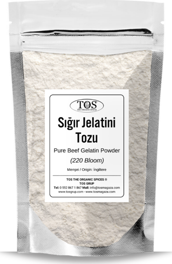 Saf Sığır Jelatini Tozu 100 gr (1. Kalite) Pure Bovine Gelatin Powder