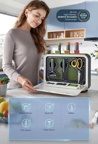 Morphy Richards Mr1002 Dezenfeksiyonlu 9 Parça Bıçak Ve Kesme Tahtası Seti