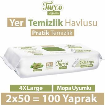 Turco Doğadan Yer Temizlik Havlusu Yeşil Sabun 2X50(100 Yaprak)