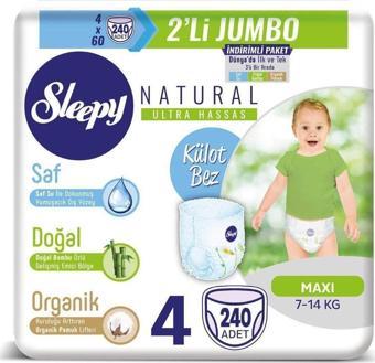 Sleepy Natural Külot Bez Maxi 4 No 60 Lı X 4 Adet