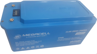 MEGACELL LiFePO4 12.8V 200Ah Karavan/Marin ABS Lityum Demir Fosfat Akü