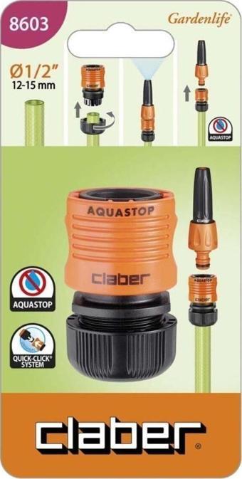 Claber Hortum Musluk Bağlantı Adaptörü Aqua Stoplu 1/2'' Claber 8603