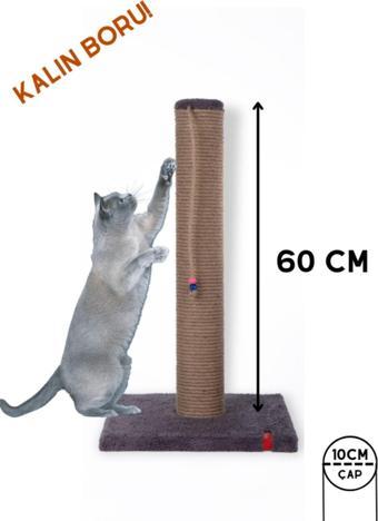 Pugalo 60 cm Catnipli Kalın Borulu Dev Tırmalama Tahtası Antrasit