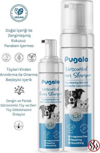 Pugalo Kokusuz Köpük Şampuan Kedi Tüy Dökülmesi Karşıtı Doğal Içerikli Kuru Köpük Şampuan 250 Ml