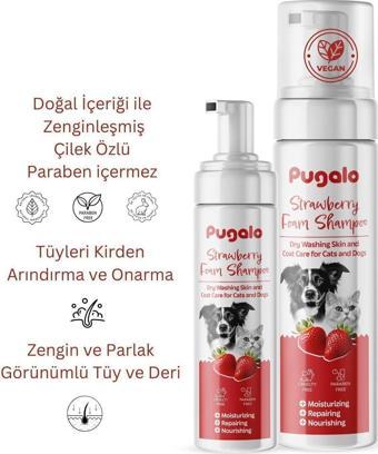 Pugalo Köpük Şampuan Kedi Tüy Dökülmesi Karşıtı Doğal Içerikli Çilekli Kuru Köpük Şampuan 250 Ml