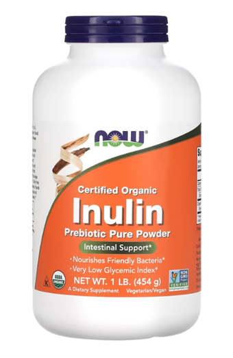 NOW Foods, Certified Organic Inulin, Prebiotic Pure Powder, 1 lb (454 g)