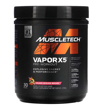 MuscleTech, VaporX5, Pre-Workout, Miami Spring Break, 9.6 oz (272 g) 30 Servis