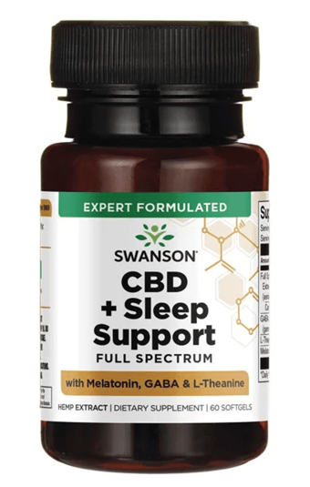 Swanson C.B.D + Sleep Support / Me/la/to/nin, GA/BA & L-Theanine 60 Softjel