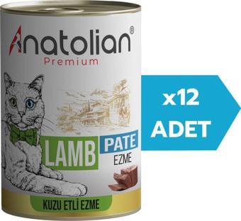 Anatolian Premium Adult Lamb Pate Kuzulu Yetişkin Ezme Kedi konservesi 400 gr x 12 Adet