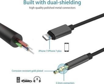 Lightning To Aux Kulaklık Çevirici 3.5 Mm Jack Girişli Iphone 3.5mm Araç Aux Dönüştürücü Ses Kablosu
