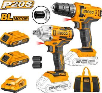 İngco Cklı2017 Li-İon Akülü 2 Li Kombo Set - Matkap Ve Somun Sıkma 20 Volt 2.0 Ah Akü