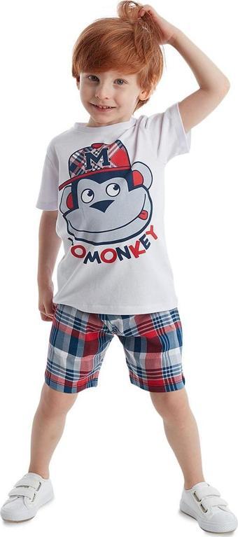 Monkey Ekose Erkek Çocuk T-shirt Şort Takım