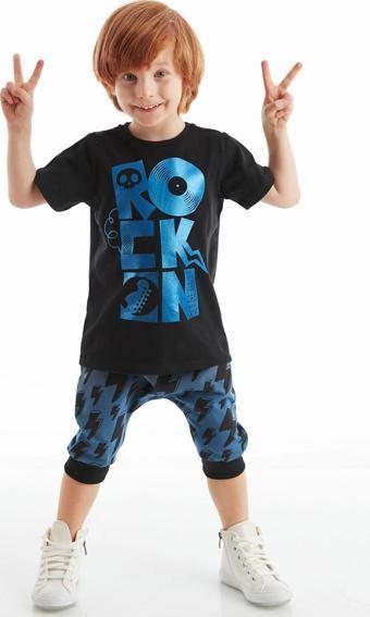 Rock On Erkek Çocuk T-shirt Kapri Şort Takım